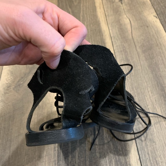 Ancient Greek Sandals black suede Fteroti sandals - Picture 5 of 8